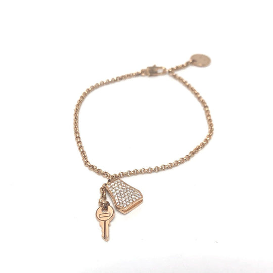 HERMES bracelet 18K Pink Gold gold K18PG Kelly Clochette Women Used Authentic