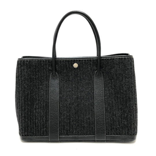 HERMES Tote Bag Felt leather gray Garden party PM Women Used Authentic