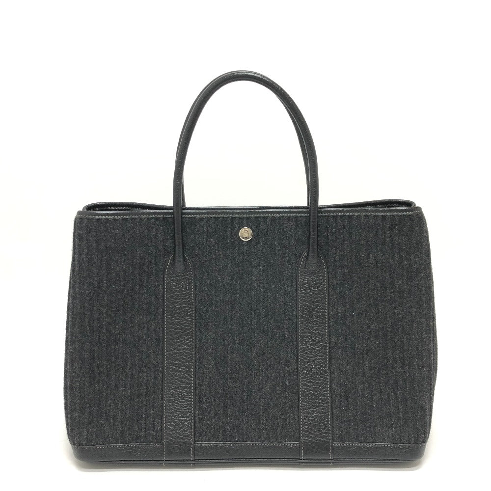 HERMES Tote Bag Felt leather gray Garden party PM Women Used Authentic