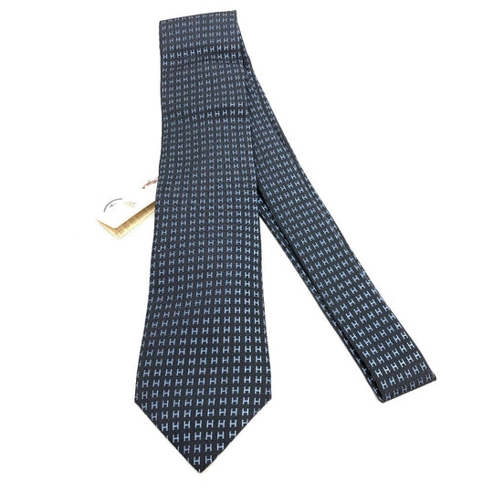 HERMES tie silk gray H logo