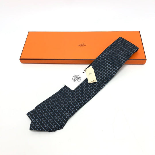 HERMES tie silk gray H logo