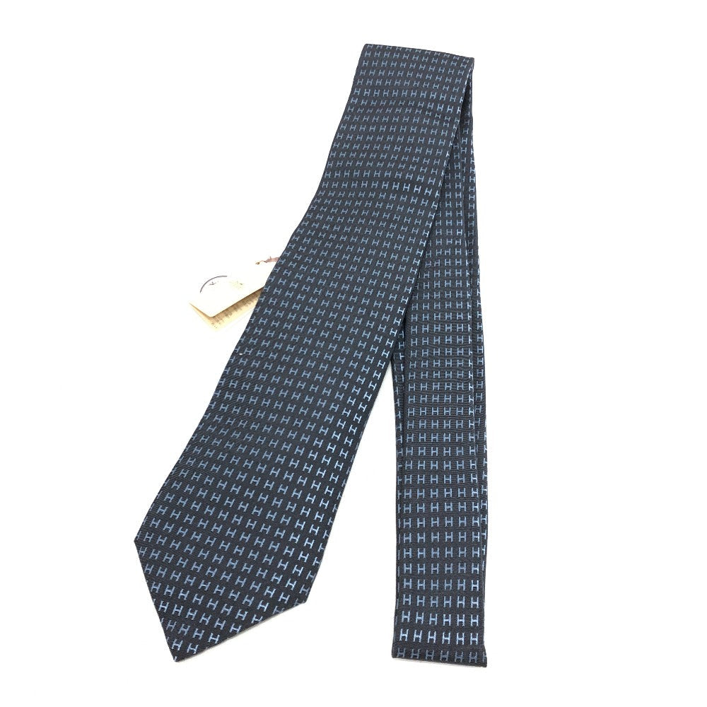 HERMES tie silk gray H logo