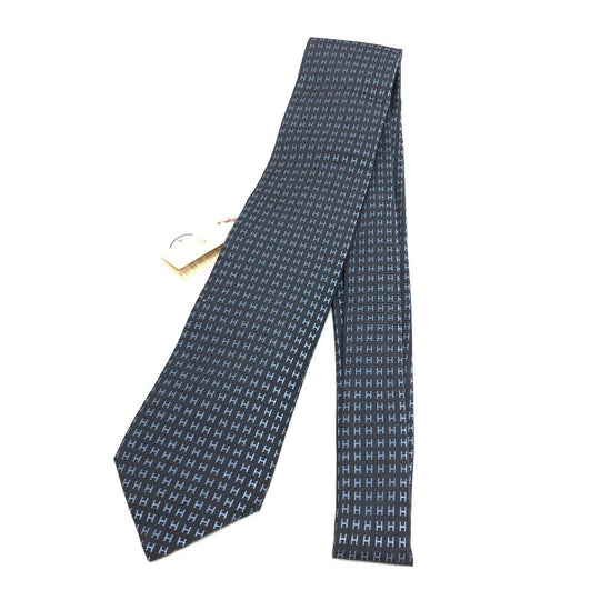 HERMES tie silk gray H logo