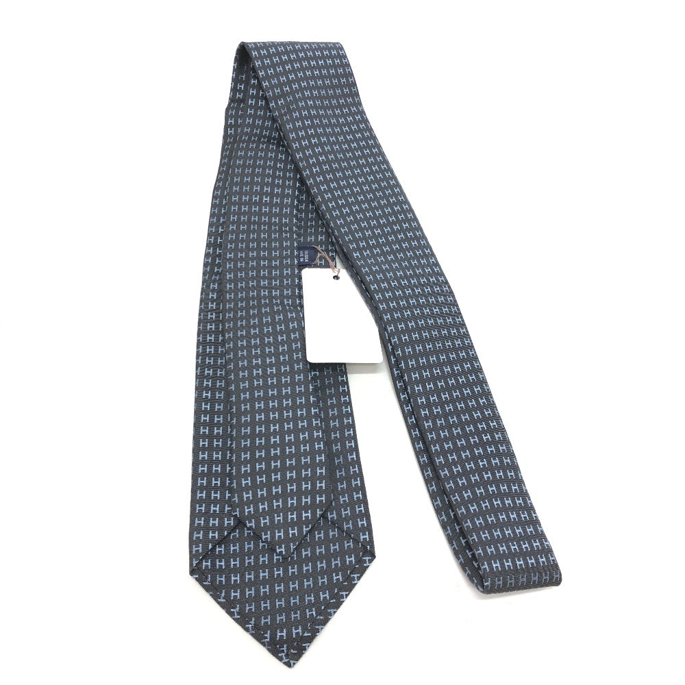 HERMES tie silk gray H logo