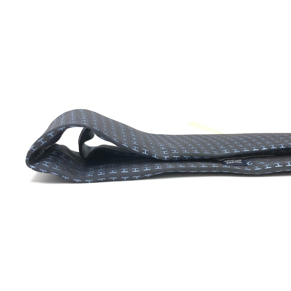 HERMES tie silk gray H logo