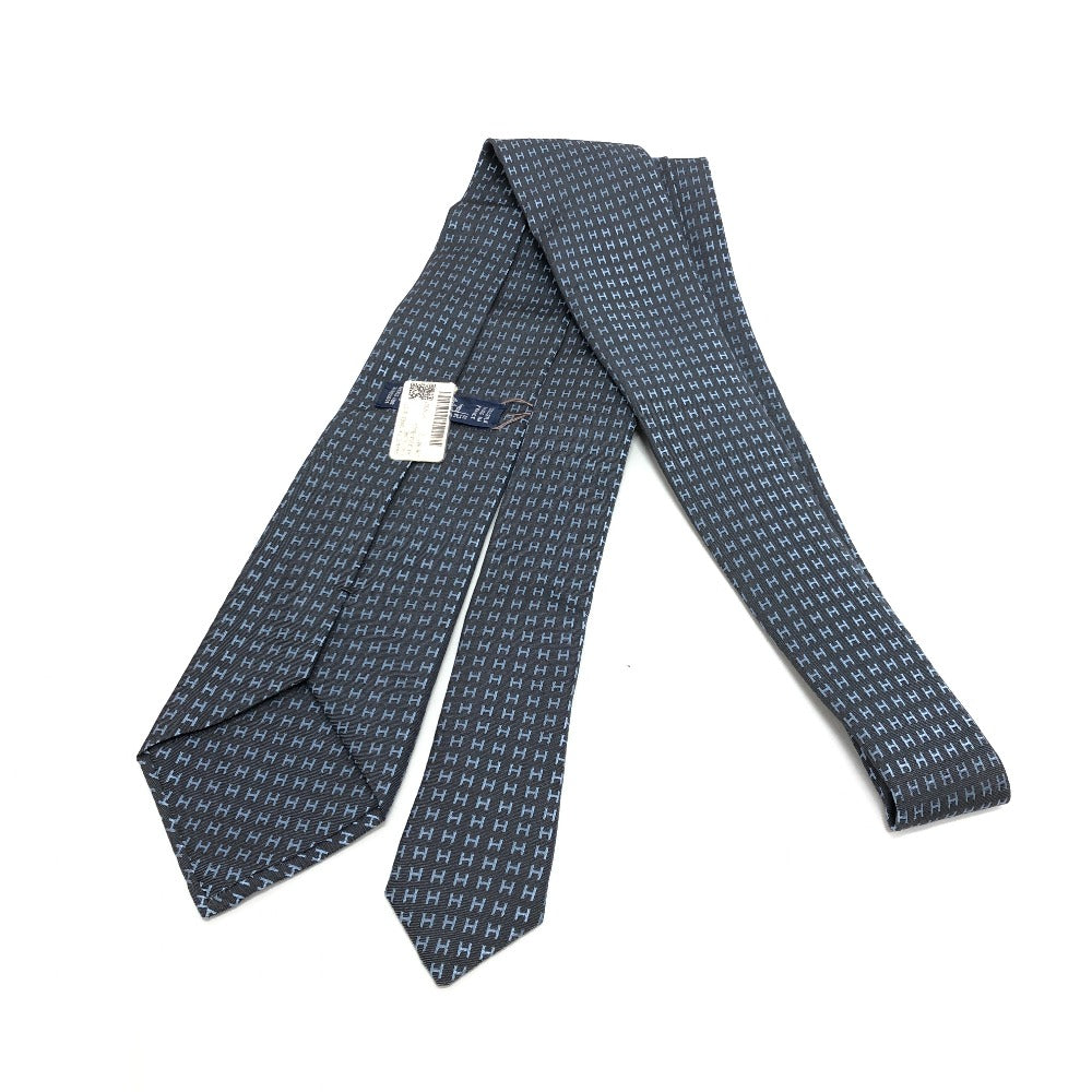 HERMES tie silk gray H logo