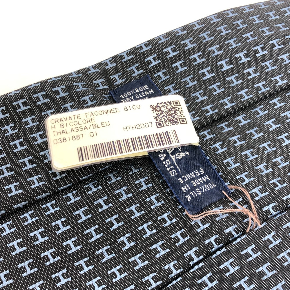 HERMES tie silk gray H logo