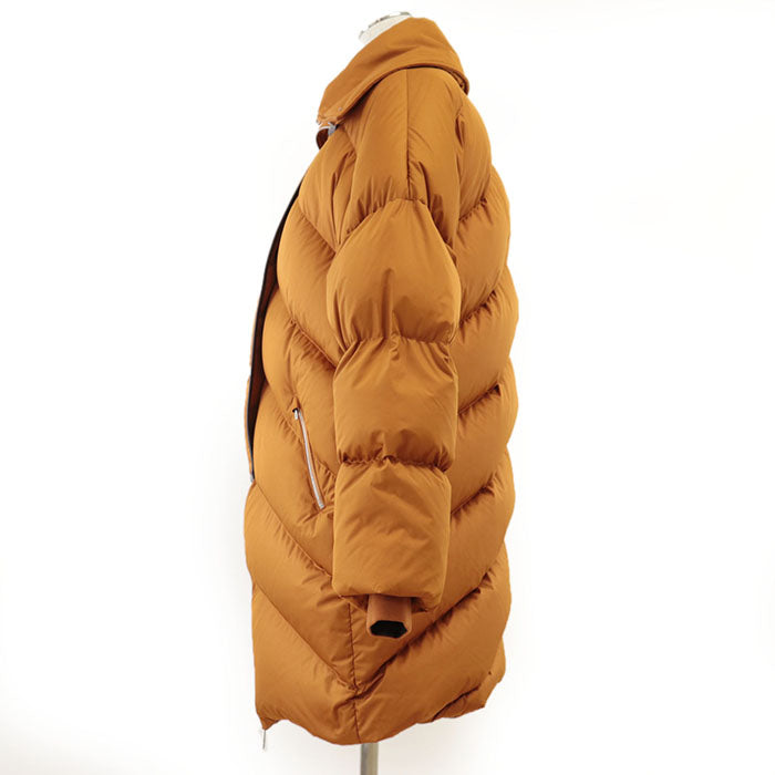 HERMES Down jacket [Outer material] 100% polyester; [Lining] 98% polyester, 2% polyurethane; [Filling] 90% down, 10% feather; [Knitted part] 80% virgin wool Orange Women 36 Used Authentic