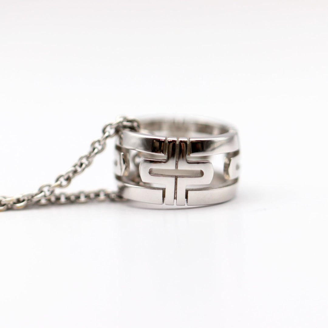 BVLGARI Necklace K18WG , AU750 Silver Women Used Authentic