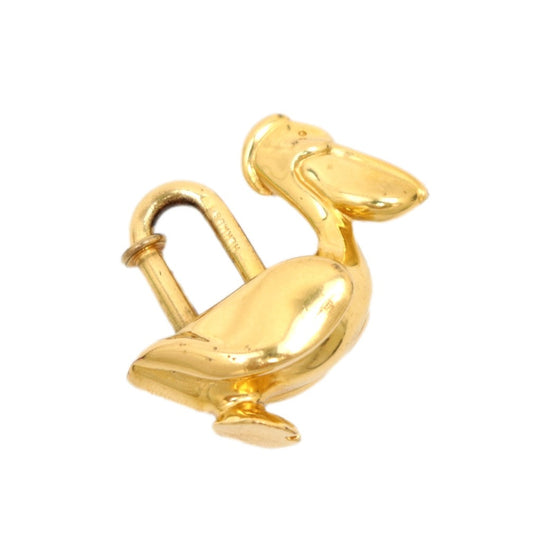 HERMES Cadena metal gold Key ring charm Pelican Keyring Women Used Authentic