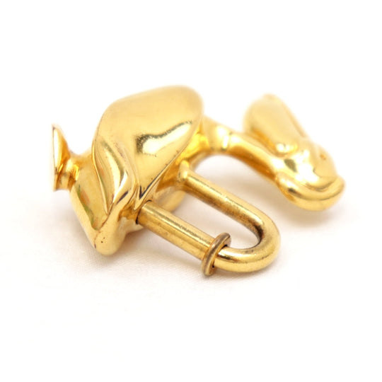 HERMES Cadena metal gold Key ring charm Pelican Keyring Women Used Authentic