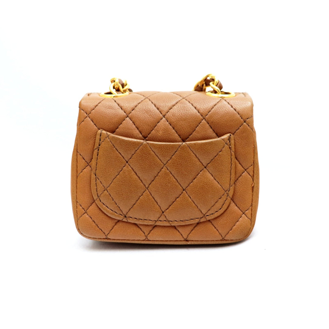CHANEL Pouch lambskin% Brown Women Used Authentic
