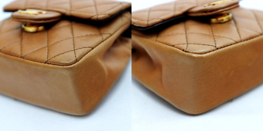 CHANEL Pouch lambskin% Brown Women Used Authentic