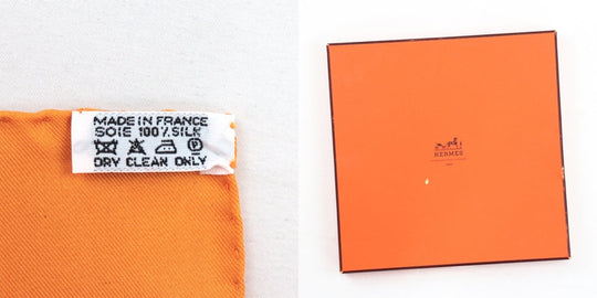 HERMES scarf 100% silk Orange Women Used Authentic