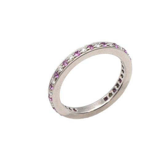 TIFFANY&Co. Ring Pt950 Platinum, Diamond, Pink Sapphire Pink Silver Women Used Authentic