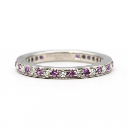 TIFFANY&Co. Ring Pt950 Platinum, Diamond, Pink Sapphire Pink Silver Women Used Authentic