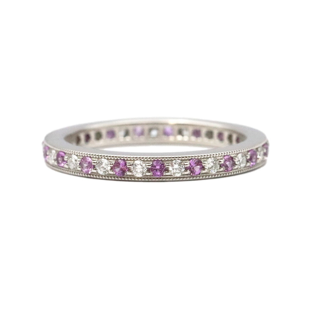 TIFFANY&Co. Ring Pt950 Platinum, Diamond, Pink Sapphire Pink Silver Women Used Authentic