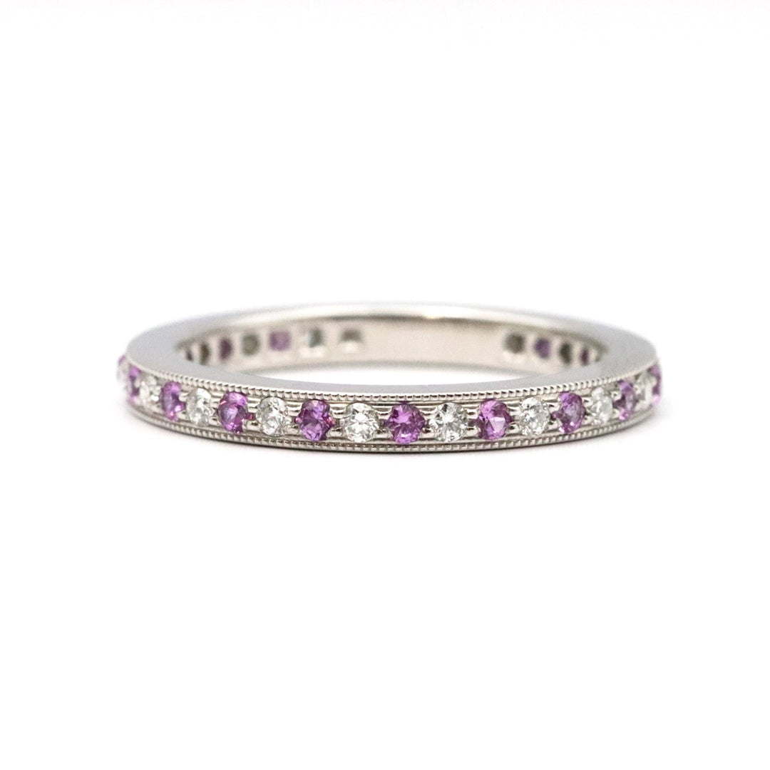 TIFFANY&Co. Ring Pt950 Platinum, Diamond, Pink Sapphire Pink Silver Women Used Authentic