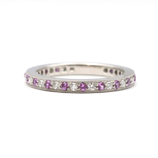 TIFFANY&Co. Ring Pt950 Platinum, Diamond, Pink Sapphire Pink Silver Women Used Authentic