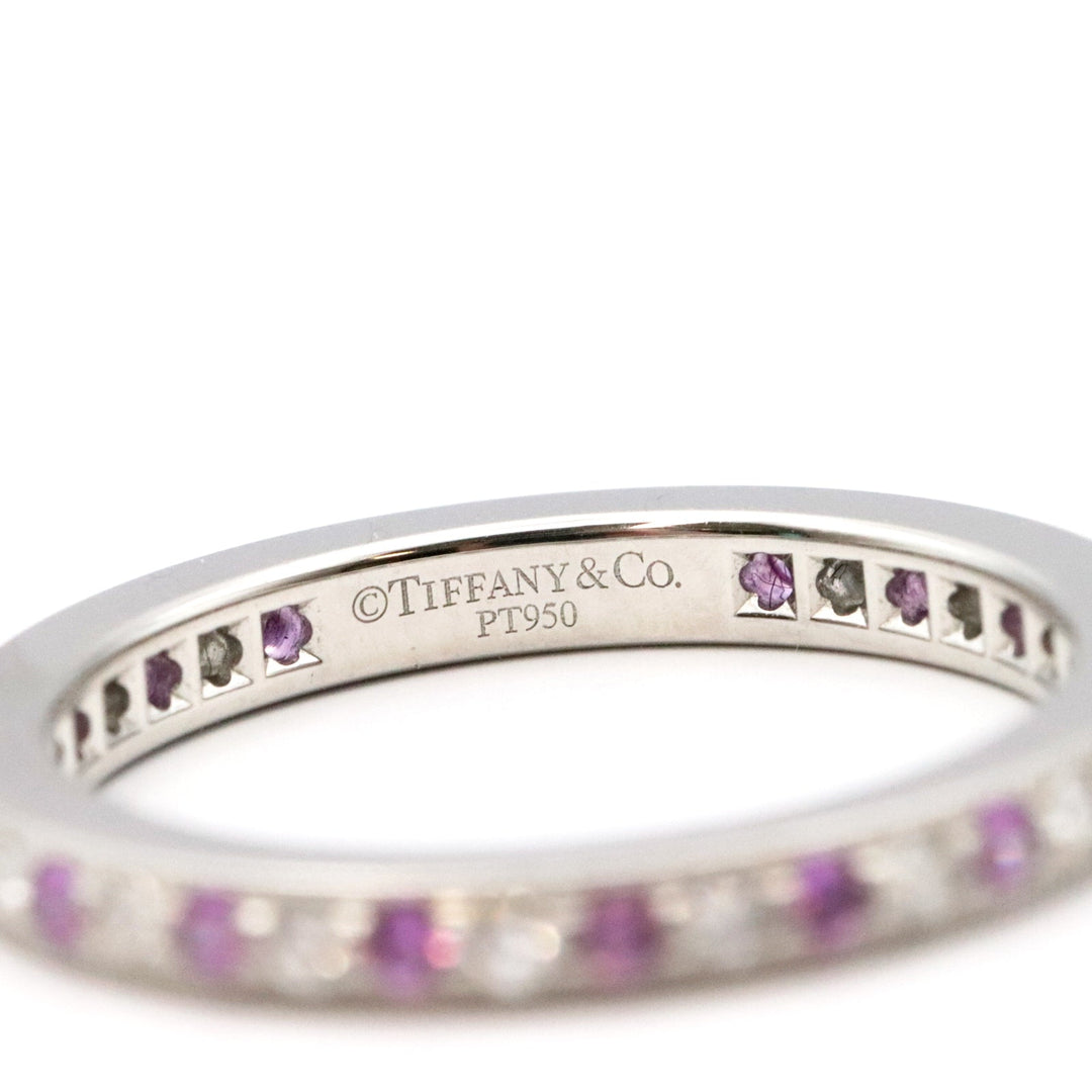 TIFFANY&Co. Ring Pt950 Platinum, Diamond, Pink Sapphire Pink Silver Women Used Authentic