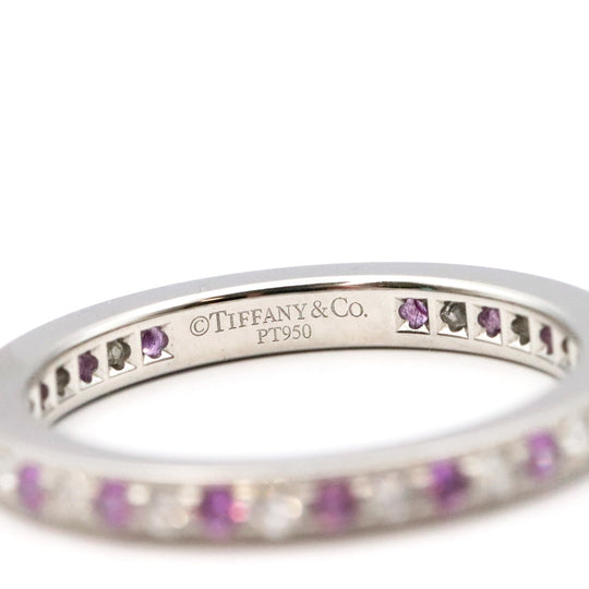 TIFFANY&Co. Ring Pt950 Platinum, Diamond, Pink Sapphire Pink Silver Women Used Authentic