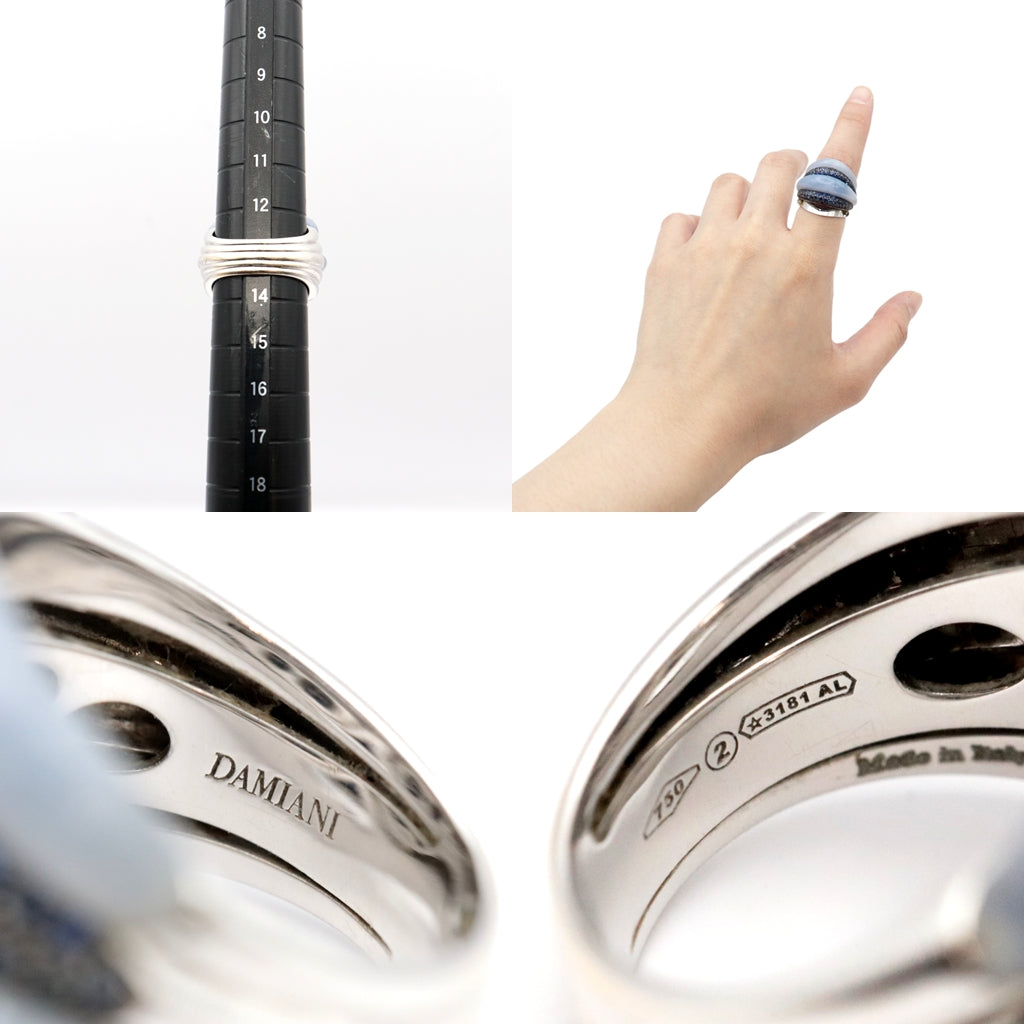 Damiani Ring 750 K18WG, Chalcedony, Sapphire blue Women Used Authentic