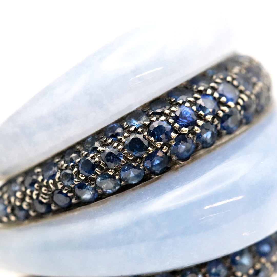 Damiani Ring 750 K18WG, Chalcedony, Sapphire blue Women Used Authentic