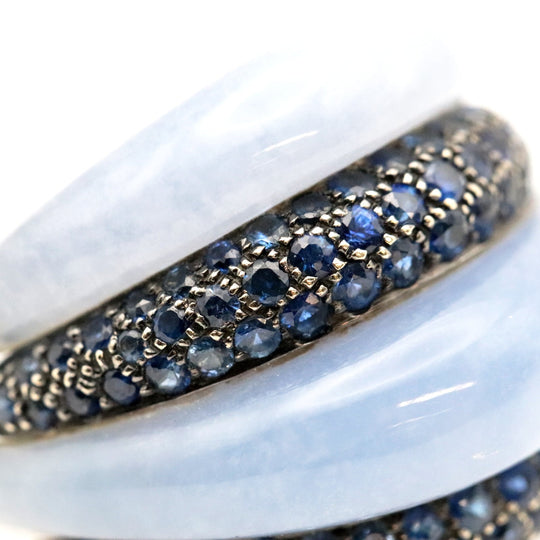 Damiani Ring 750 K18WG, Chalcedony, Sapphire blue Women Used Authentic