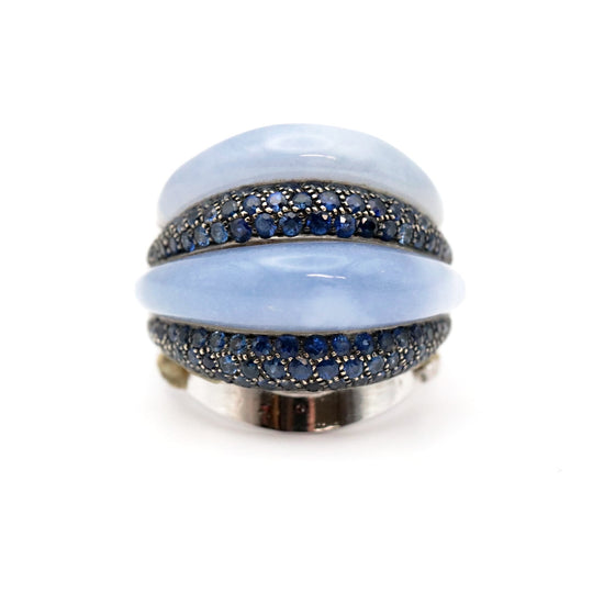 Damiani Ring 750 K18WG, Chalcedony, Sapphire blue Women Used Authentic