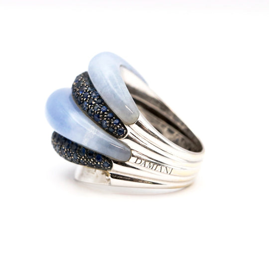 Damiani Ring 750 K18WG, Chalcedony, Sapphire blue Women Used Authentic