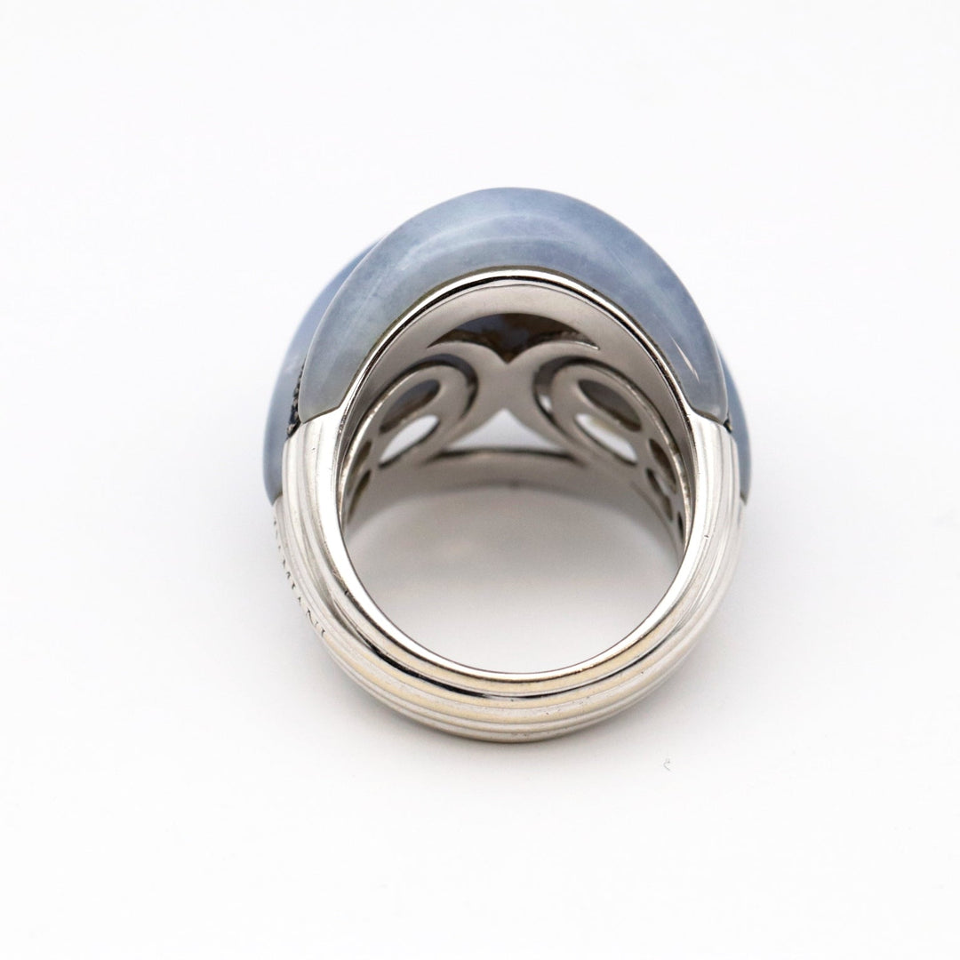 Damiani Ring 750 K18WG, Chalcedony, Sapphire blue Women Used Authentic
