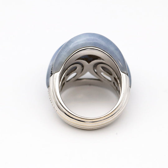 Damiani Ring 750 K18WG, Chalcedony, Sapphire blue Women Used Authentic