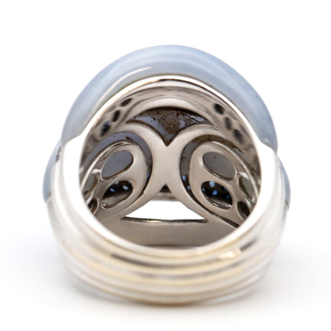 Damiani Ring 750 K18WG, Chalcedony, Sapphire blue Women Used Authentic