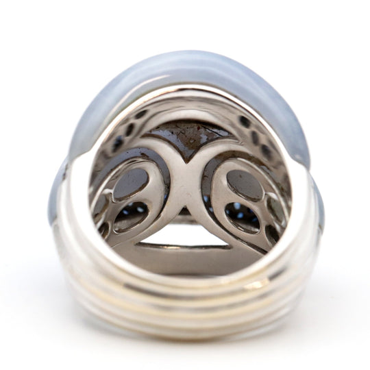 Damiani Ring 750 K18WG, Chalcedony, Sapphire blue Women Used Authentic