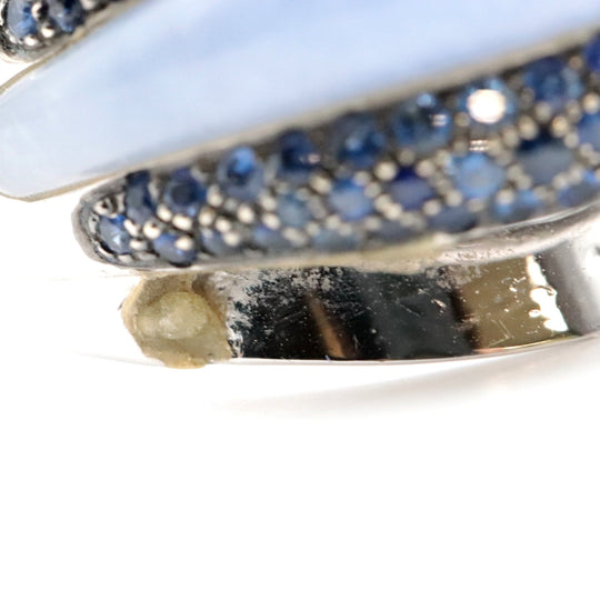Damiani Ring 750 K18WG, Chalcedony, Sapphire blue Women Used Authentic