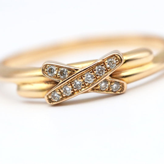 Chaumet Ring Au750 K18PG, Diamond gold Women 49 Used Authentic