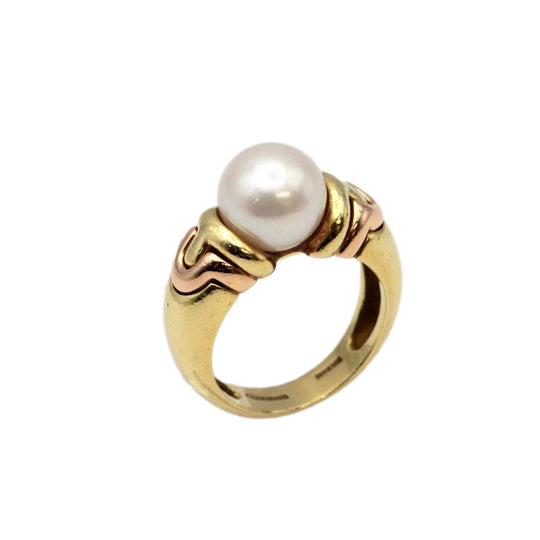 BVLGARI Ring 750 K18YG/PG, pearl gold Pearl 0.3 " Women Used Authentic