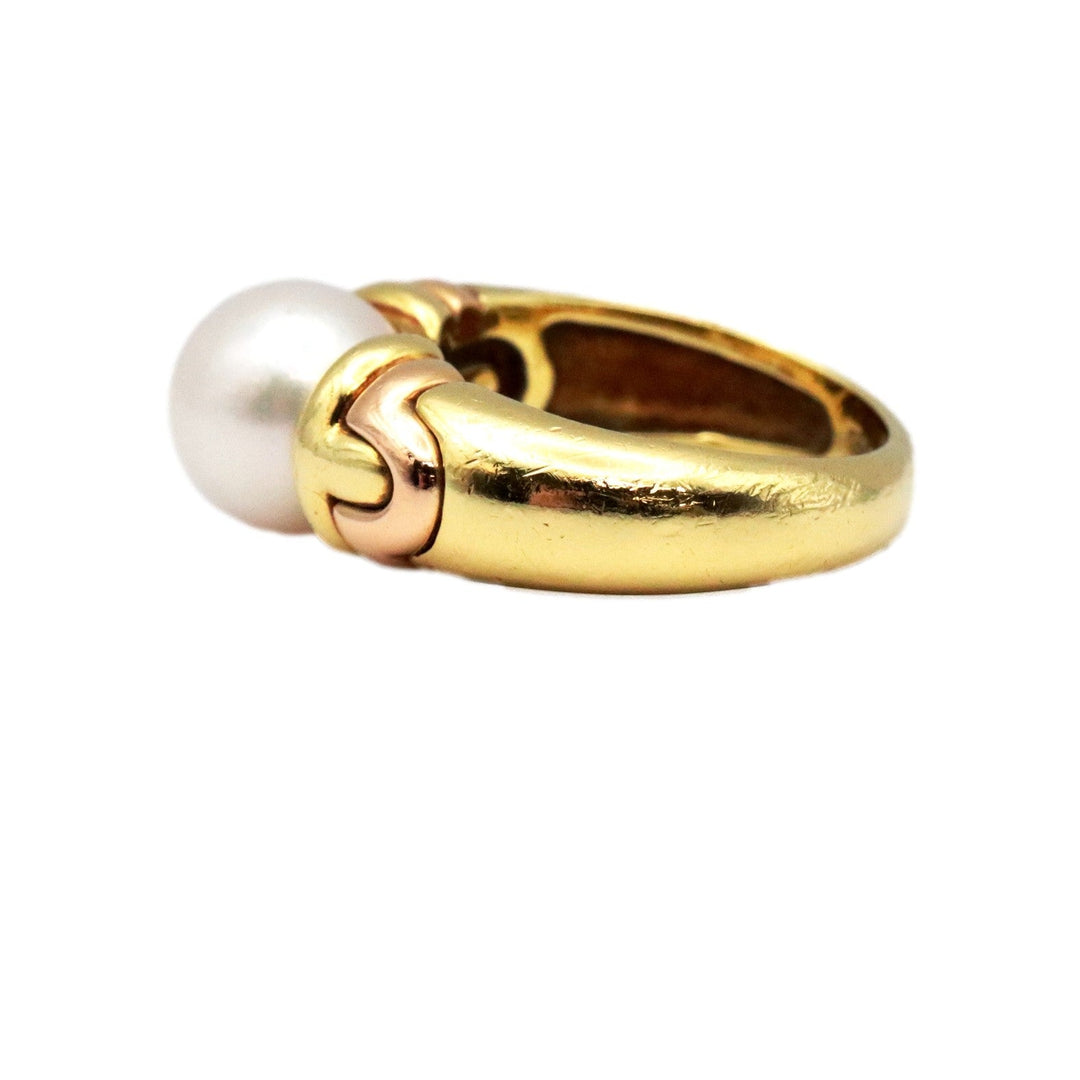 BVLGARI Ring 750 K18YG/PG, pearl gold Pearl 0.3 " Women Used Authentic