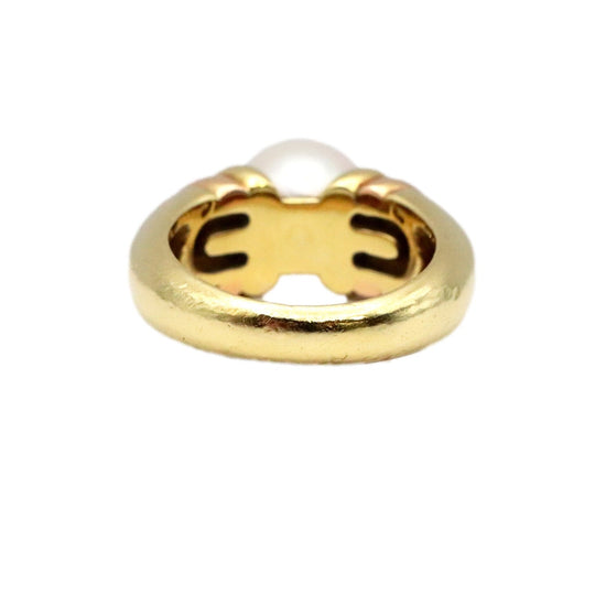 BVLGARI Ring 750 K18YG/PG, pearl gold Pearl 0.3 " Women Used Authentic