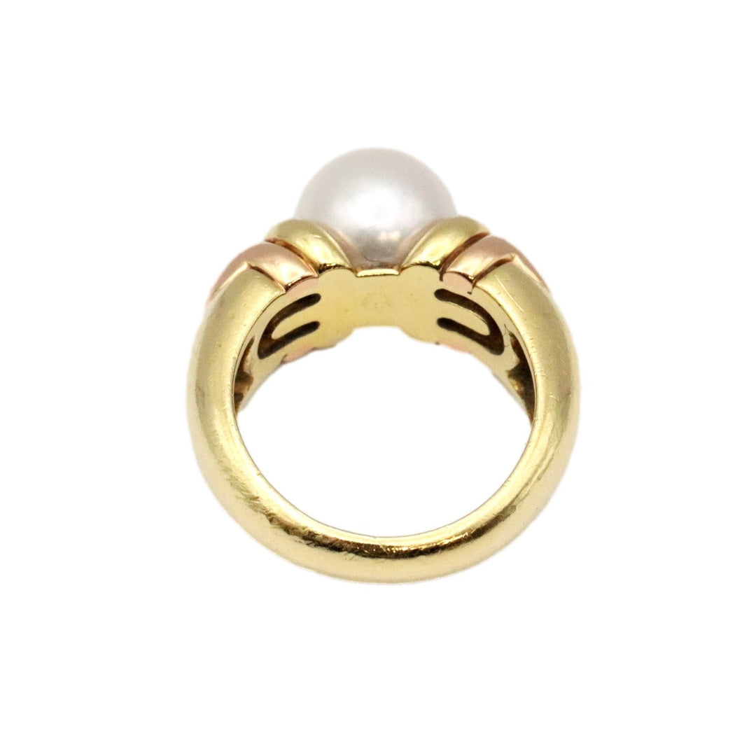 BVLGARI Ring 750 K18YG/PG, pearl gold Pearl 0.3 " Women Used Authentic