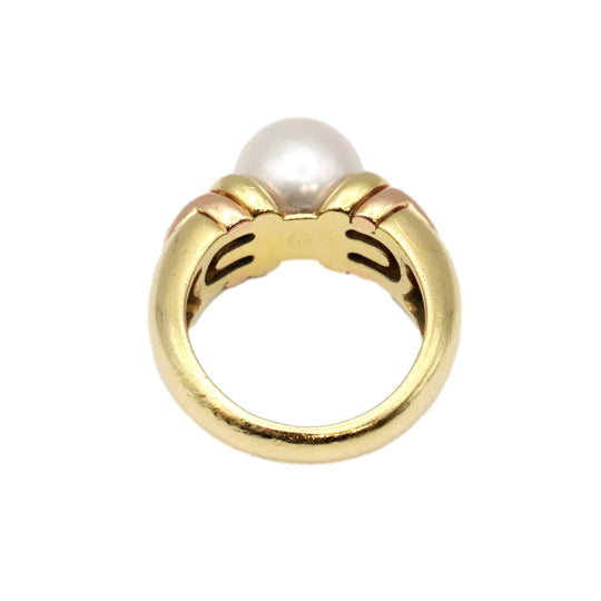 BVLGARI Ring 750 K18YG/PG, pearl gold Pearl 0.3 " Women Used Authentic