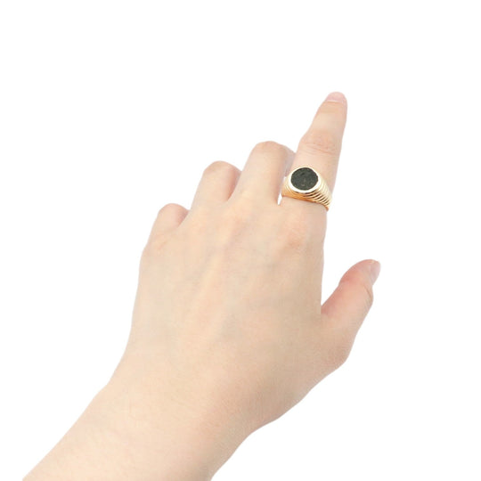 BVLGARI Ring 750 K18YG% gold coin ring Monate Women Used Authentic