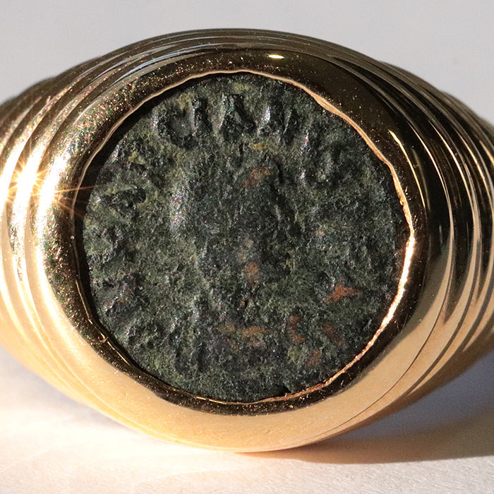 BVLGARI Ring 750 K18YG% gold coin ring Monate Women Used Authentic
