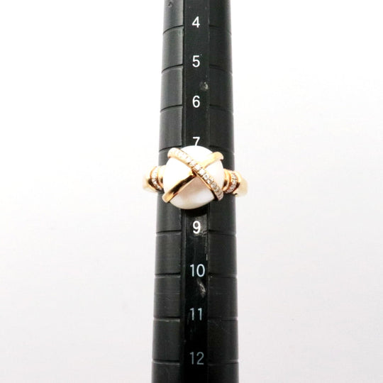 FRED Ring Pearl, Diamond, AU750, K18KG white Women Used Authentic