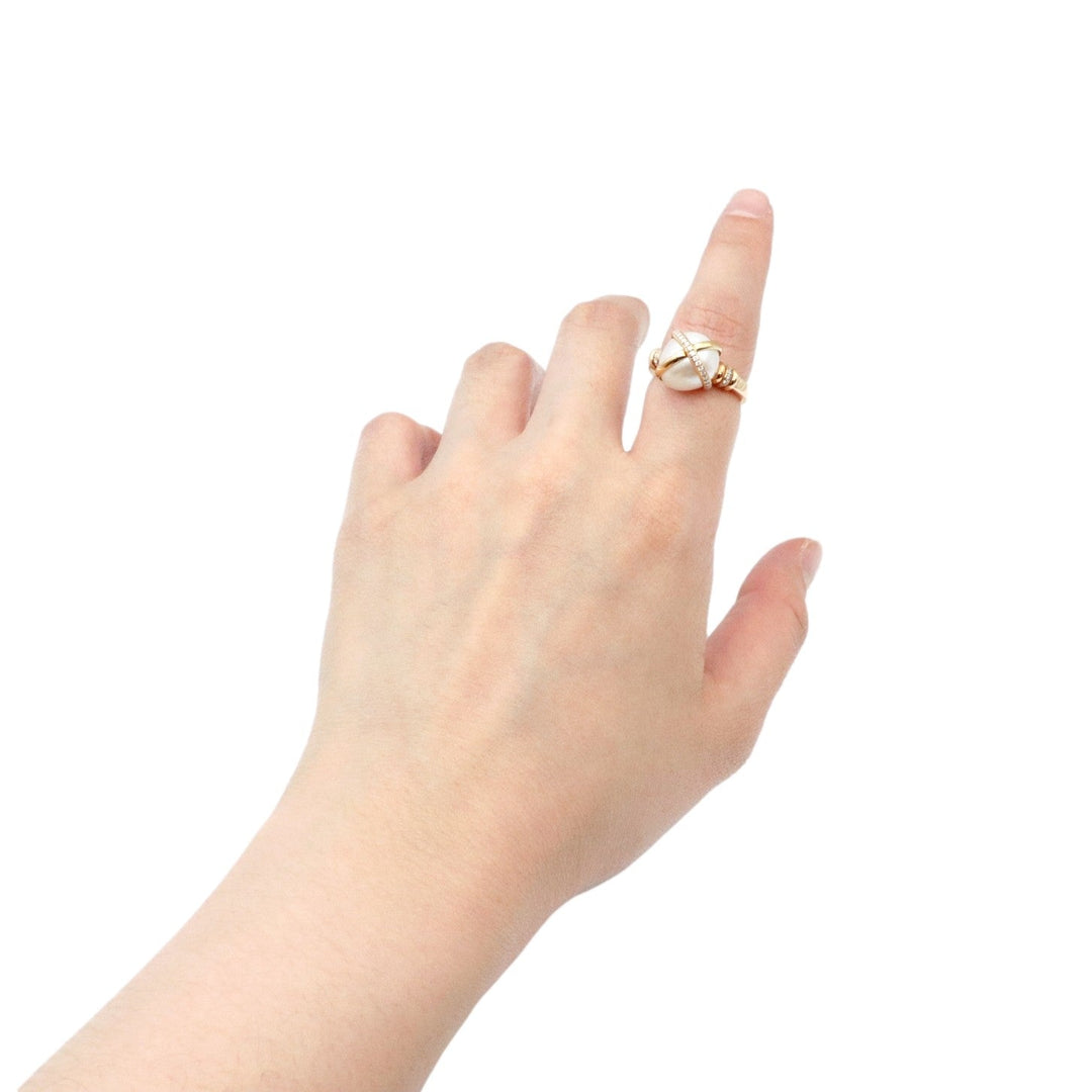 FRED Ring Pearl, Diamond, AU750, K18KG white Women Used Authentic
