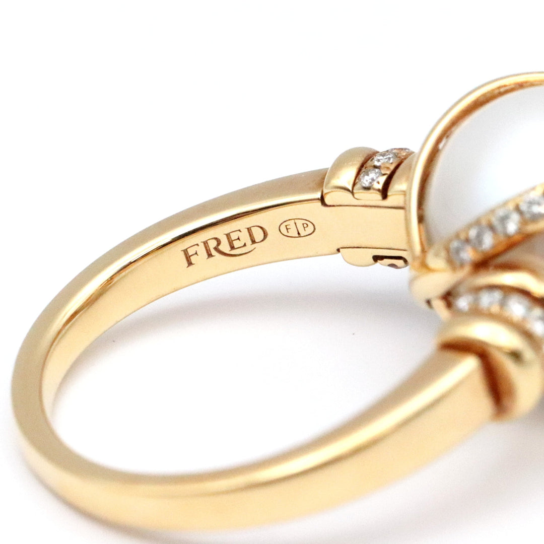 FRED Ring Pearl, Diamond, AU750, K18KG white Women Used Authentic