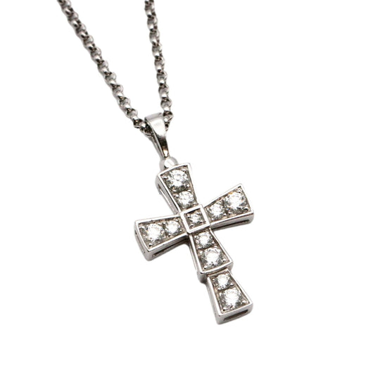 BVLGARI Necklace 750 K18WG, diamond Silver Women Used Authentic