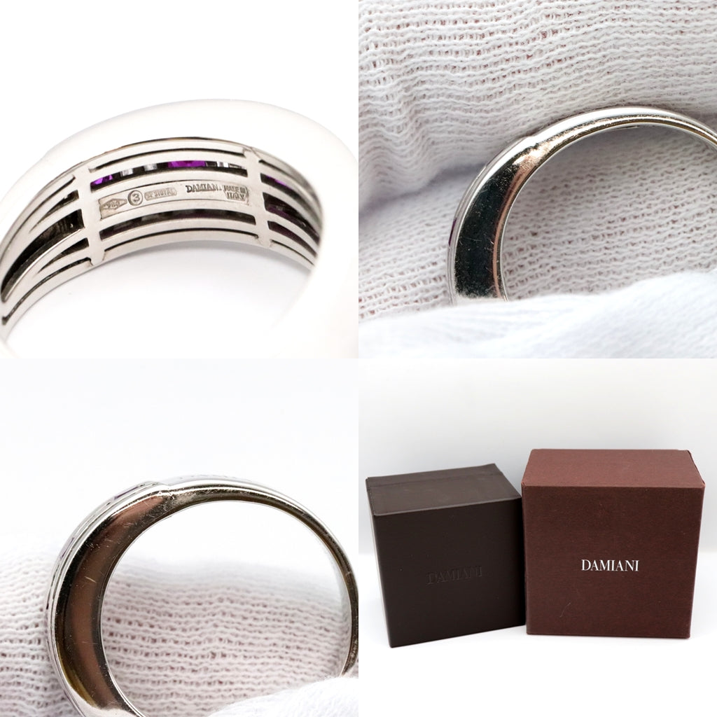 Damiani Ring 750 K18WG%, Ruby % Purple Silver Women Used Authentic