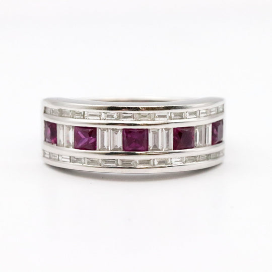 Damiani Ring 750 K18WG%, Ruby % Purple Silver Women Used Authentic
