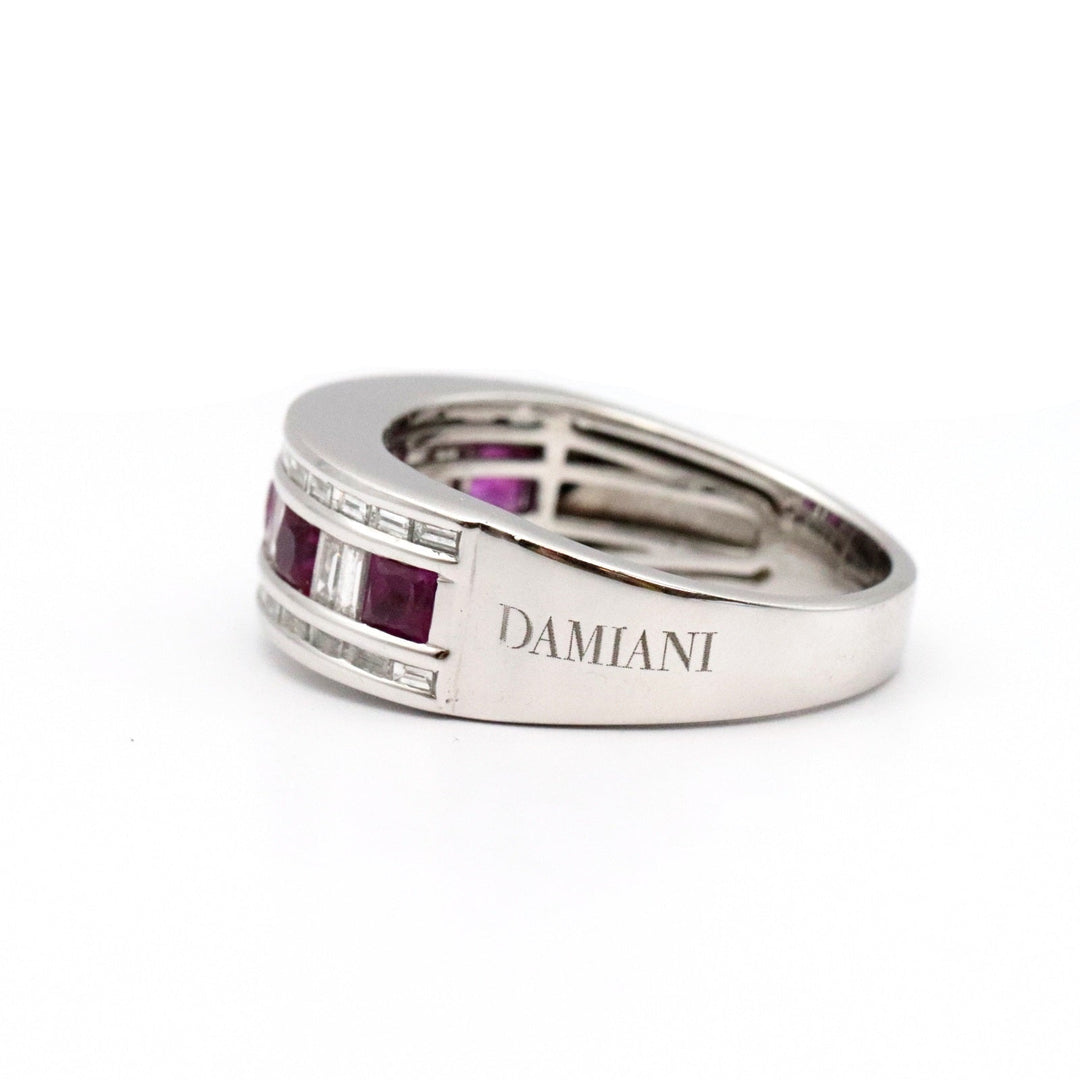 Damiani Ring 750 K18WG%, Ruby % Purple Silver Women Used Authentic